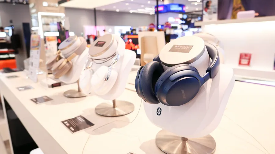 Bangkok Thailand APR 29 2025: BOSE headphones in a shop window.