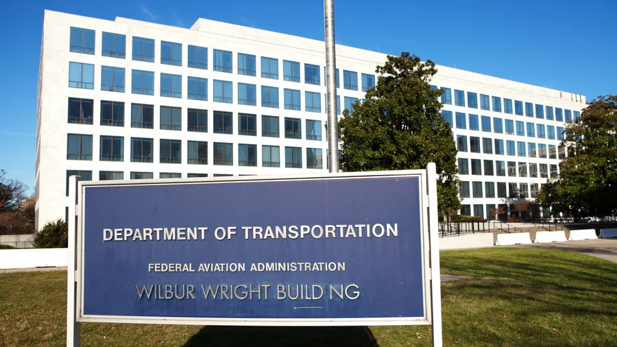 WASHINGTON, DC - DECEMBER 26: Sign at the Department of Transportation -Federal Aviation Administration, Wilbur Wright Building in downtown Washington, DC on December 26, 2014.