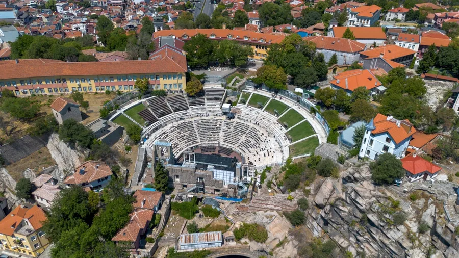 Plovdiv - Bulgaria, 03 August 2025, Third Century Roman Amphitheatre in Plovdiv, Bulgaria
