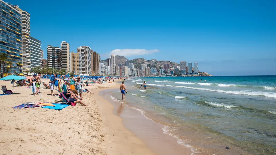 Benidorm/Spain - May 09,2019 - The sunny and sandy beaches of Costa Blanca attract tourist from all over Europe, specially from the northern countries