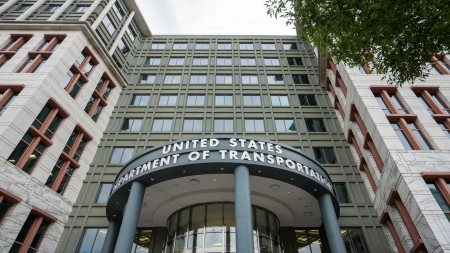 Washington, DC, USA - June 22, 2022: Low angle view of the headquarters building the U.S. Department of Transportation (DOT) in Washington, DC.
