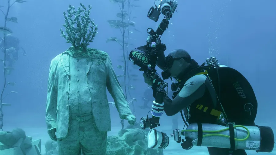 MEDITERRANEAN SEA, CYPRUS, AYIA NAPA - AUGUST, 2021: Museum of Underwater Sculpture Ayia Napa (MUSAN). Art work sculptor Jason deCaires Taylor.
