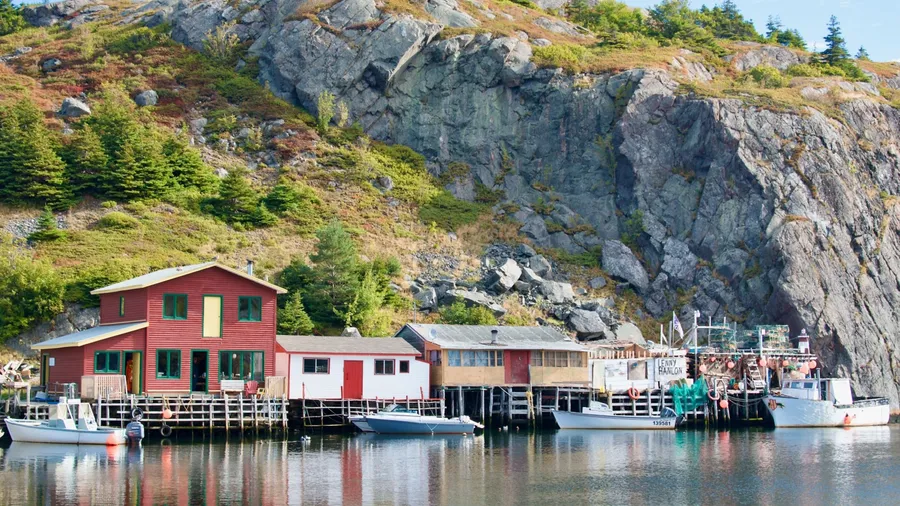 Quidi Vidi Newfoundland Canada September 26 2016 Fishing Village Harbour on a Calm Sunny Day