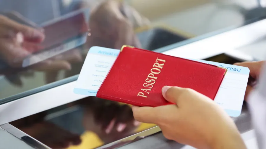 airport checkin counters with passengers