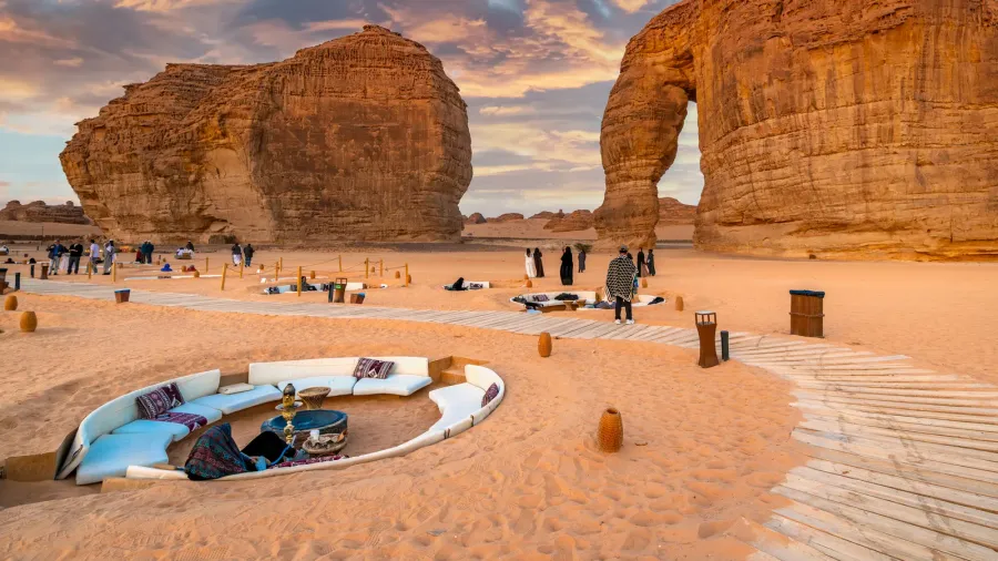 alula saudi arabia  december 17 2024 people relax at