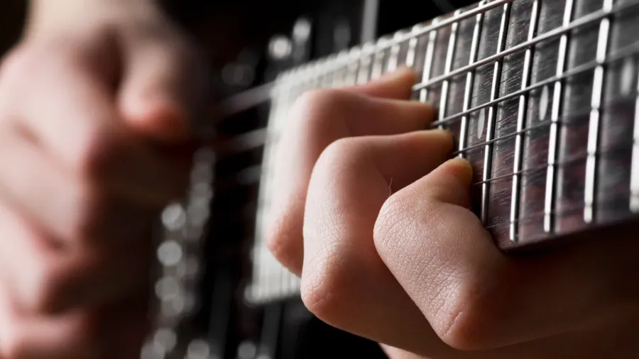 an electric guitar being played
