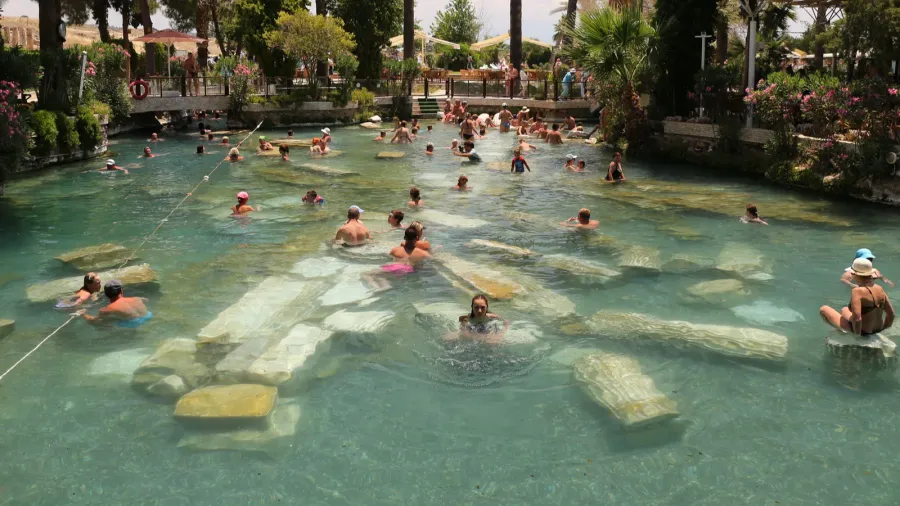 antique pool in hierapolis ancient city turkey