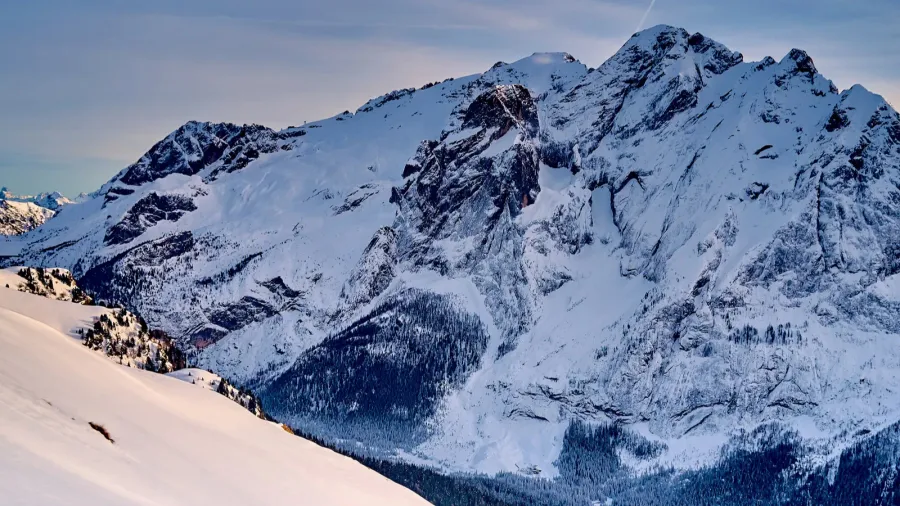 beautiful panoramic view to the sellaronda  the largest ski