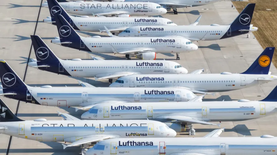 berlin germany  august 19 2020 stored lufthansa airplanes coronavirus