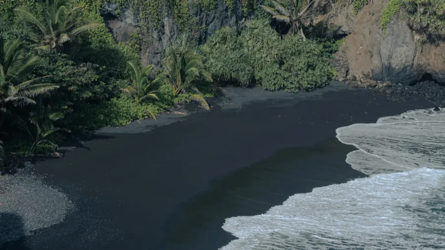 black sand beach on maui road to hana hawai 2022