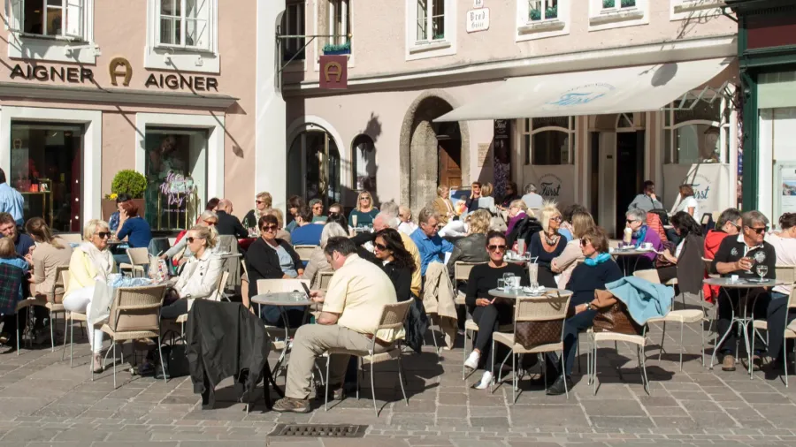 cafe in the alter market in the old town salzburg