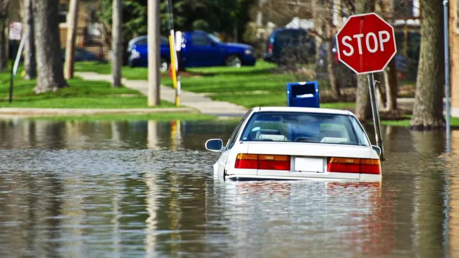 car under water