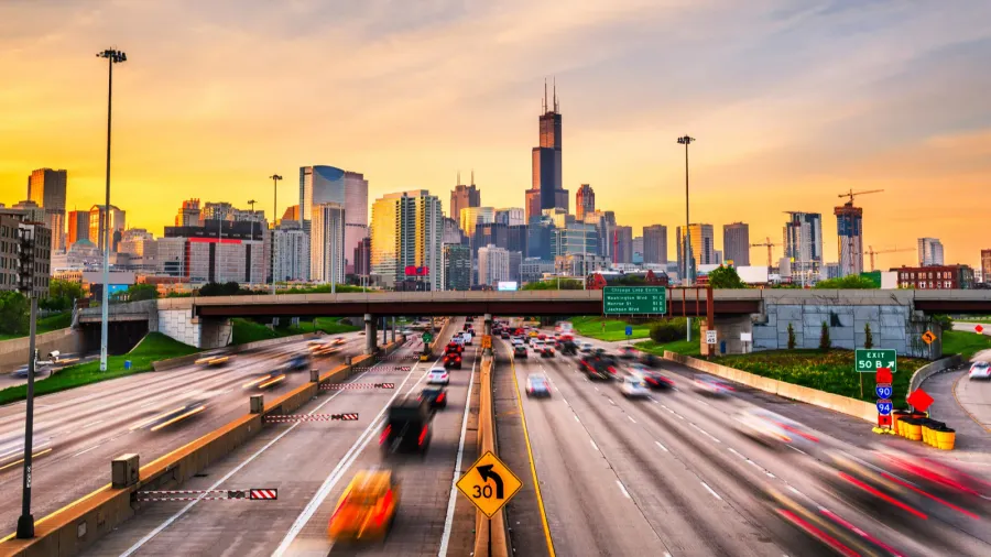 chicago il usa cityscape and highway