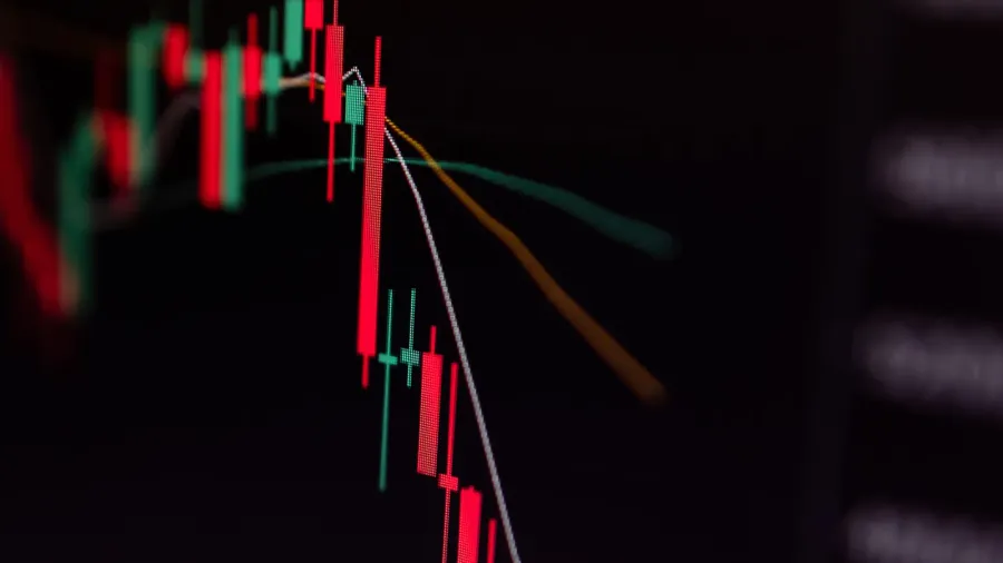 close up of bitcoin and cryptocurrency stock market exchange candlestick