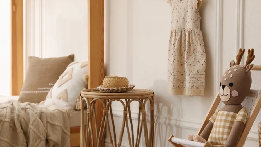 deck chair with toy in child room interior design