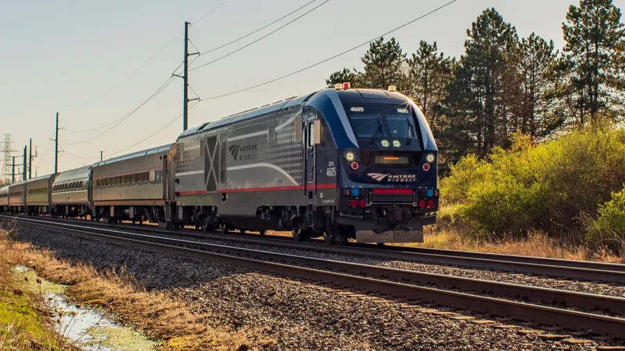 dimondale mi may 3 an amtrak passenger train traveling