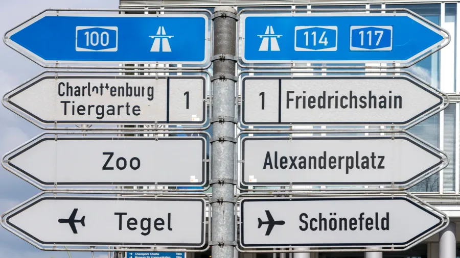 direction signs on leipziger street in berlin