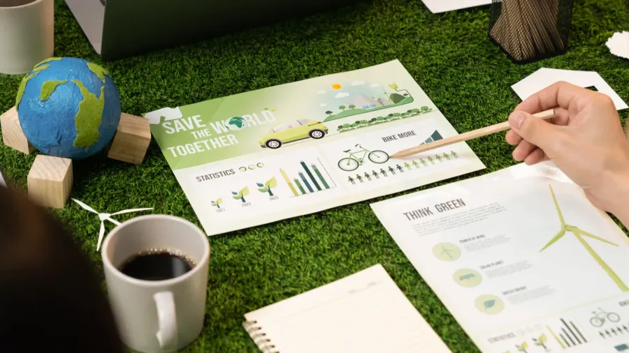 diverse group of business people planning business marketing with environmental