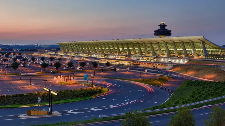 dulles airport at dawn near washington dc