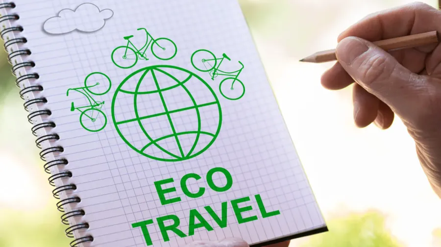 eco travel concept on a notepad