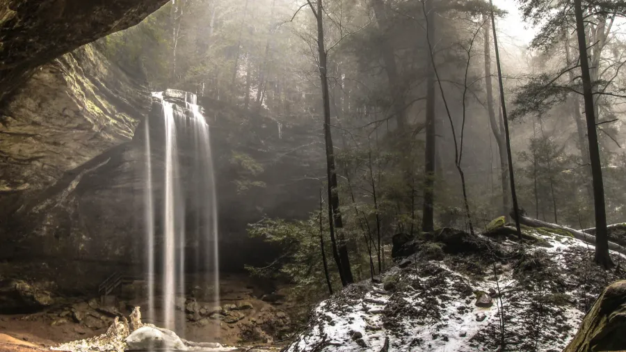enchanted forest landscape at hocking hills state park in ohio