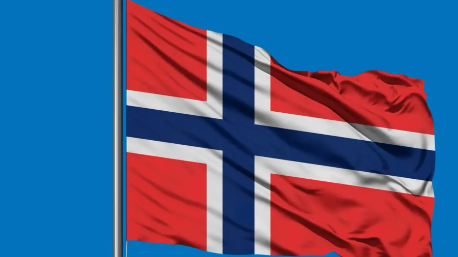 flag of bouvet island waving in the wind against deep