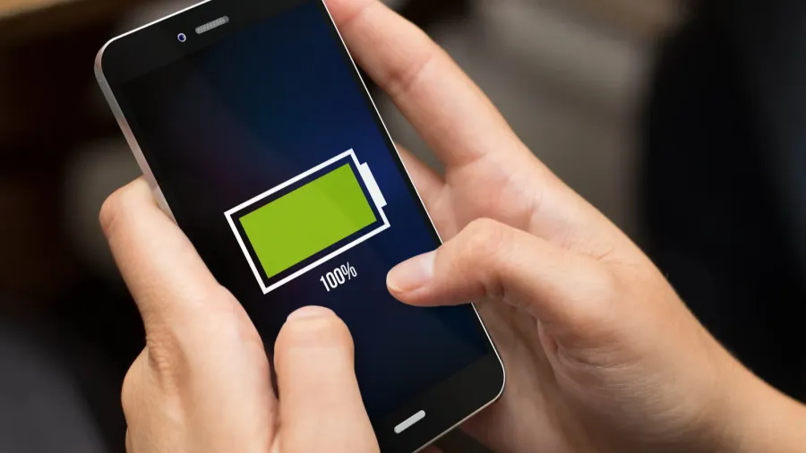girl using phone with full battery