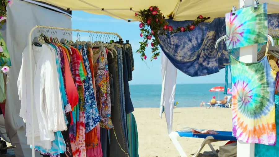 hippie ibiza market on the beach