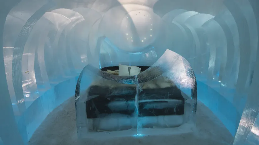 ice room at the ice hotel in sweden