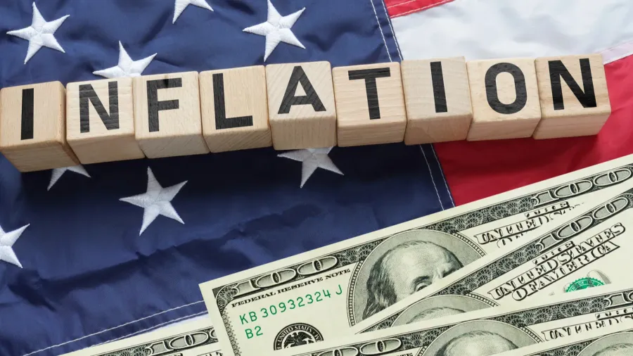inflation in the usa the us flag with cubes with