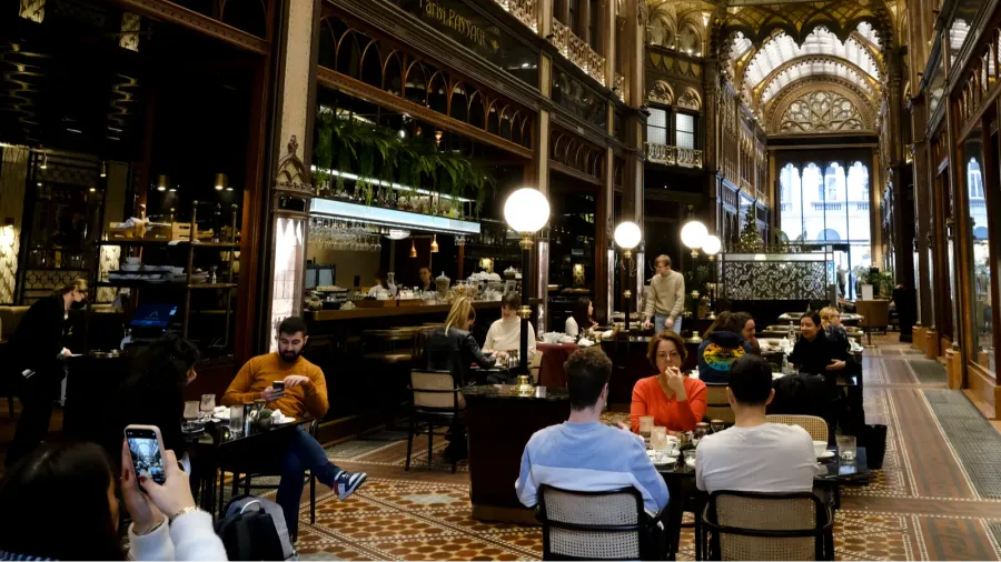 interior view of parisi udvar in budapest  hungary on