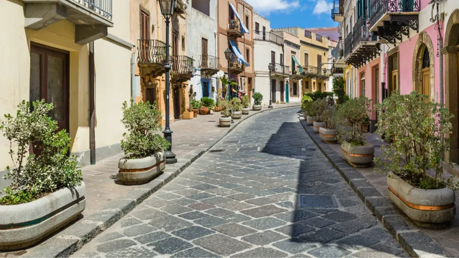 lipari colorful old town streets