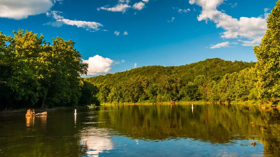 looking north on the shenandoah river from the low water