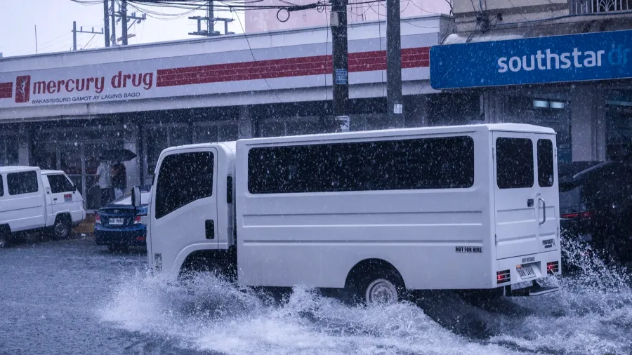 metro manila philippines  aug 2020 a van drives through