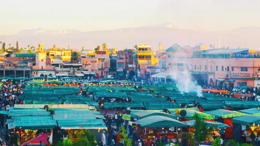 morocco marrakesh december 8 2018 square bazaar in marrakesh morocco