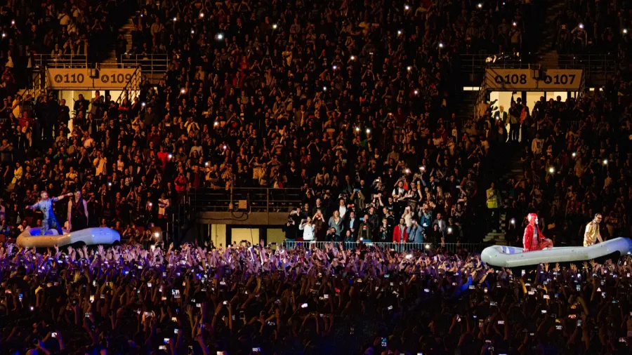 moscow russia  july 29 2019 rammstein group fire concert