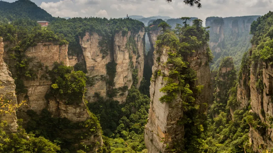 natural rock bridge and sandstone landscape of wulingyuan scenic and