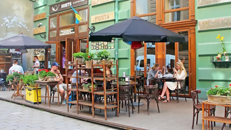 open air restaurant located on drukarska street 2 lviv ukraine