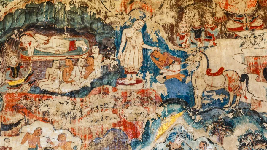 over 300 year old mural paintings in thailand