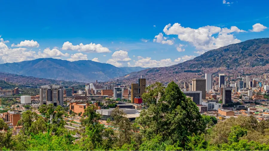 panoramic of medellin city at the aburra valley