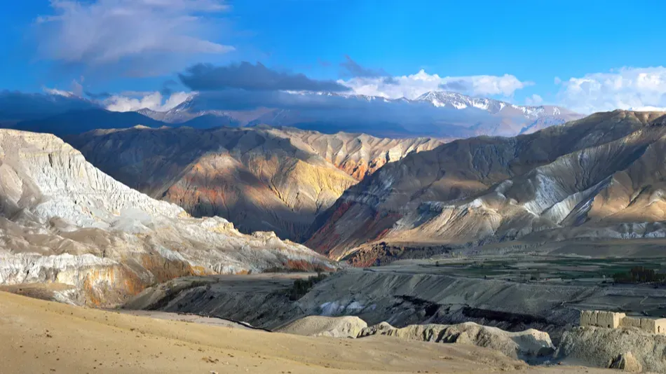 panoramic view of upper mustang mountains