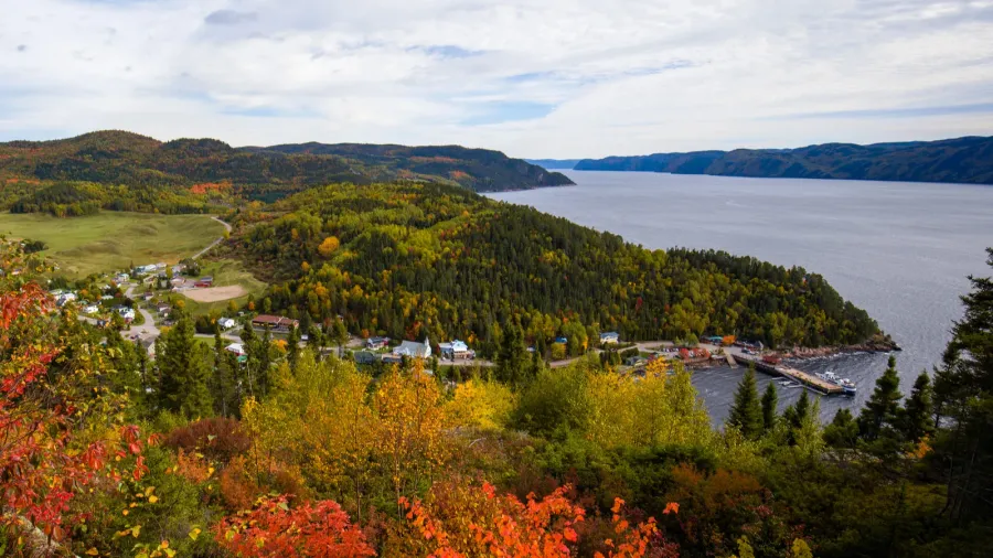 peak view of sainte rose du nord village in quebec