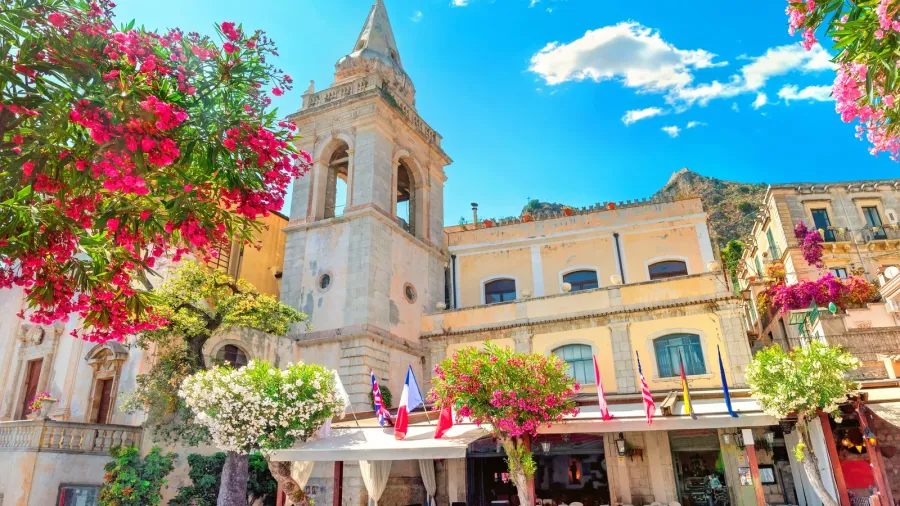 picturesque view of san giuseppe church at ix aprile square