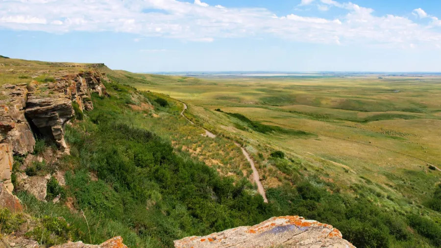 prairie at headsmashedin buffalo jump world heritage site in alberta