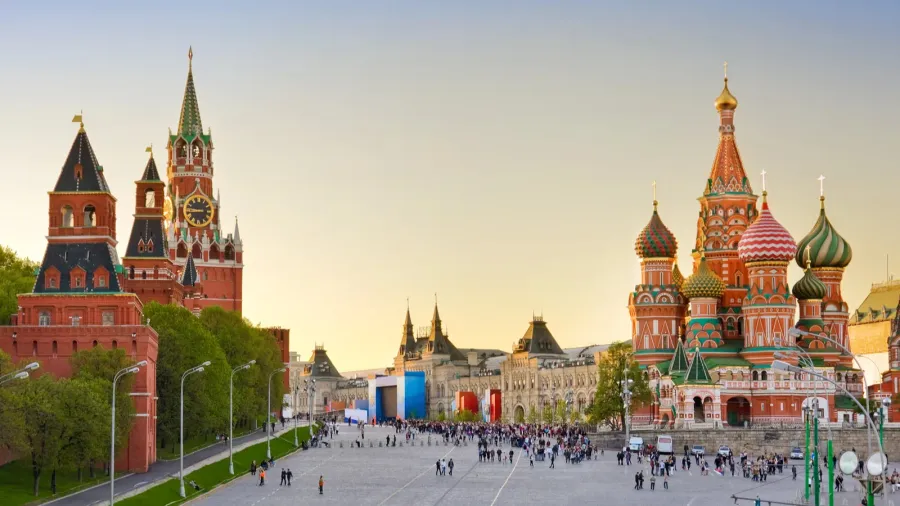 red square moscow at sunset