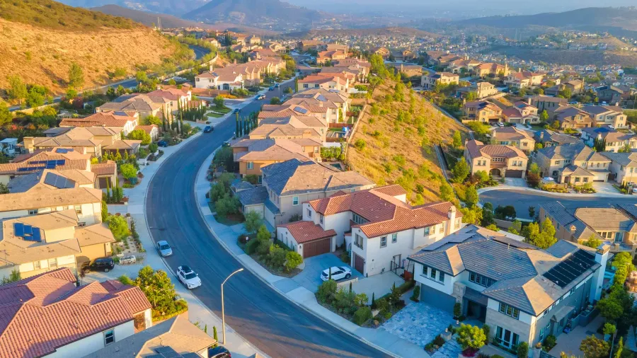 residential area beside the mountains with roads at san marcos