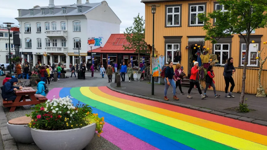 reykjavik iceland  10 july 2022 the pedestrian zone of