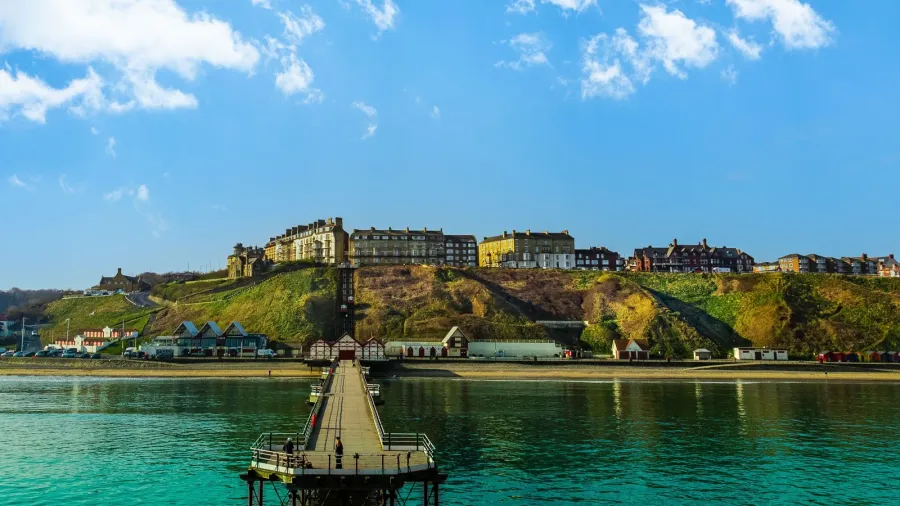 saltburn by the sea pleasure pier shot from a drone