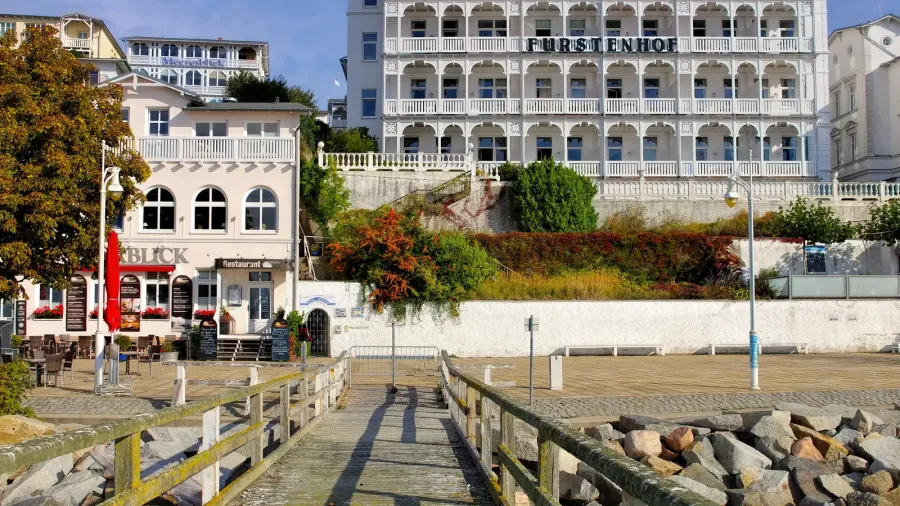 sassnitz pier and hotels island ruegen