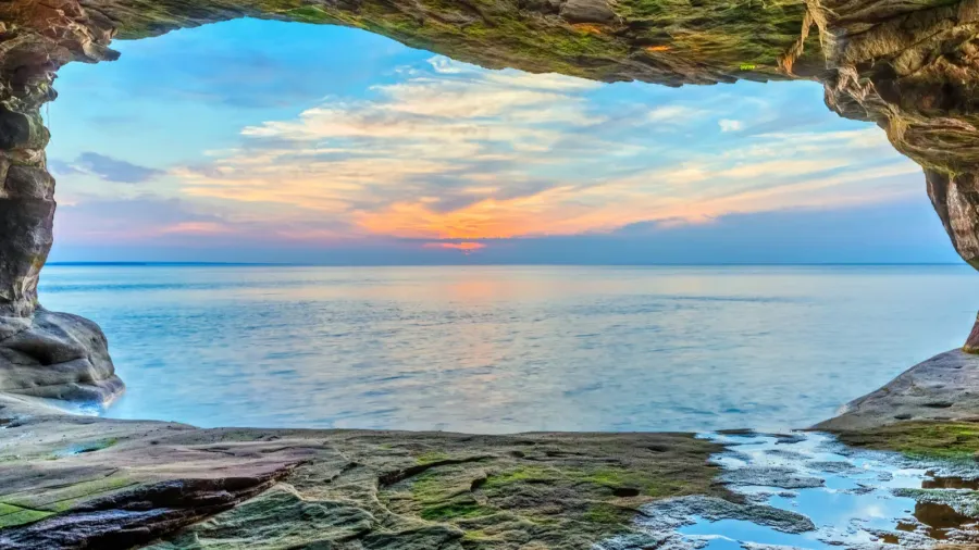 sea cavern sunset